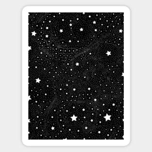 Stars & Space, Black and White Pattern Sticker